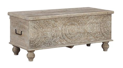 Ashley Furniture Signature Design - Fossil Ridge Storage Bench - Solid Wood - Antique Beige Finish - Hand Carved - Hinged Seat ** Nice of your presence to have dropped by to see the picture. (This is our affiliate link) #ashleyentrywayfurniture Muebles Shabby Chic, Wooden Storage Bench, Wood Storage Bench, Accent Storage, Wooden Bench, Entryway Furniture, Wooden Storage, Wood Storage, Wood Accents