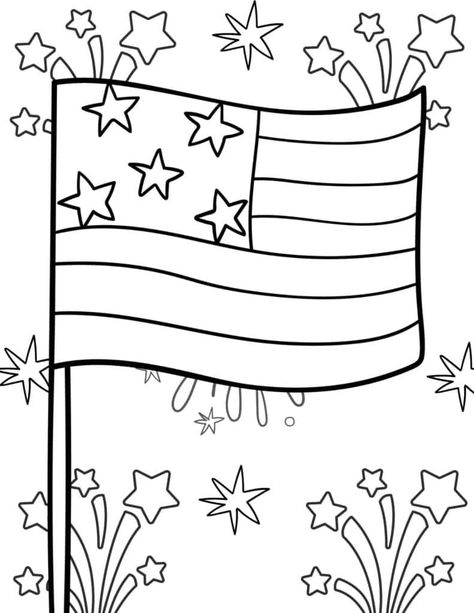 These free printable 4th of July coloring pages would work great for a kids activity for a fourth of July party! There are easy coloring sheets that would be perfect for toddlers or preschool. Some of them say “happy 4th of July”. Some of them feature a flag, cute foods, fireworks, or patriotic USA themes. Ideas for kids, teacher resources, homeschool, classroom 4 Of July Activities For Preschool, 4th Of July Party Ideas For Kids, 4 Of July Art For Toddlers, 4th Of July Theme Preschool Activities, 4 July Crafts For Kids, July 4th Preschool Activities, Fourth Of July Projects For Toddlers, Easy 4th Of July Activities For Kids, Preschool Usa Crafts