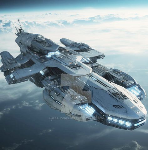 Large Spaceship Concept Art, Big Spaceship Concept Art, Sci Fi Spacecraft, Space Fighter Ships, Sci Fi Ship Concept Art, Star Ships Concept, Futuristic Spaceship Concept Art, Cyberpunk Spaceship, Spaceships Concept Art