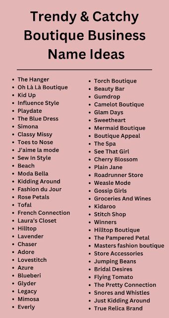 280+ Trendy & Catchy Boutique Business Name Ideas 2023 | Daily Wishes Names For Business Fashion, Bussines Ideas Names, Fashion Design Name Idea, Fashion Designer Name Ideas, Women Botique Names, Name For Business Fashion, Names For Clothing Brand Ideas, Unique Name For Online Shop, Aesthetic Names For Clothing Business