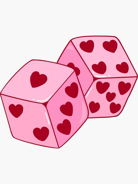 "Lucky Heart Dice" Sticker for Sale by Eidalfina | Redbubble Pink Aesthetic Items, Cute Heart Icons, Decorative Stickers, Sticker Ideas Drawing, Dice Wallpaper, Heart Wallpapers, Cartoon Hearts, Cute Pink Drawings, Drawing Sticker