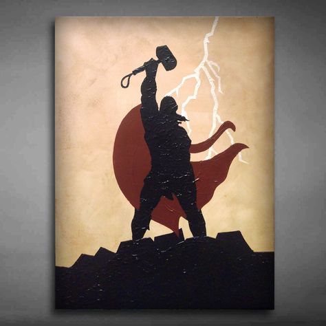 Marvel Art Canvas, Thor Painting, Thor Drawing, Superhero Painting, Avengers Painting, Marvel Canvas, Marvel Paintings, Canvas Art Painting Acrylic, Vintage Art Paintings