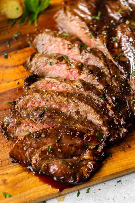 There's nothing quite like a perfect grilled steak and flank steak with our balsamic marinade is hands down my go-to recipe for a grilled steak dinner. You could also use a skirt steak or flat iron steak #steakrecipe #howtogrill #grilledsteak #grilling #summerrecipe #grillingrecipe #steakmarinade #marinade Flat Iron Steak Recipe, Flank Steak Crockpot Recipes, Blade Steak, Oven Flank Steak, Beef Flank Steak Recipes, Flank Steak Marinade, Grilled Skirt Steak Recipes, Crockpot Flank Steak Recipes, How To Cook Flank Steak On The Grill