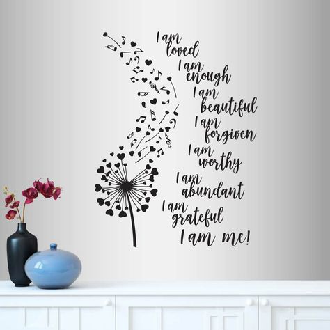 I Am Quotes, Enough Is Enough Quotes, I Am Me, Inspirational Wall Decals, I Am Loved, Easy Drawing Steps, I Am Enough, Wall Quotes Decals, Wall Vinyl