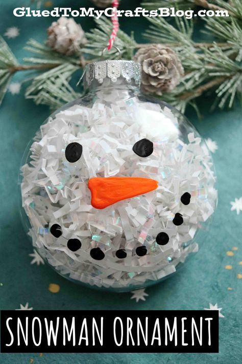 Plastic Ornament Crafts, Ornament Craft Ideas, Christmas Ornaments Homemade Kids, Toddler Ornaments, Ornaments Diy Kids, Diy Snowman Ornaments, Clear Plastic Ornaments, Clear Christmas Ornaments, Diy Christmas Ornaments Easy