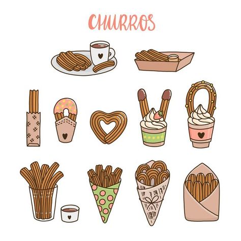 Churros Bar, Churreria Ideas, Spanish Dessert, Desserts Drawing, Spanish Desserts, Food Business Ideas, Food Captions, Sweet Snacks Recipes, Ice Cream Shop