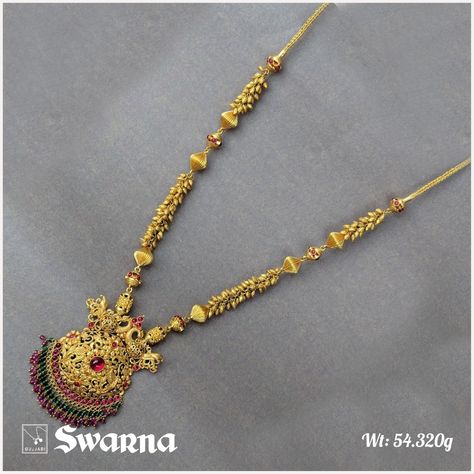 Swarna Jewellers, Long Haram, South Indian Jewellery, Bridal Gold Jewellery Designs, Bridal Gold Jewellery, Bridal Jewellery, Gold Jewellery Design, Jewellery Designs, Indian Jewellery