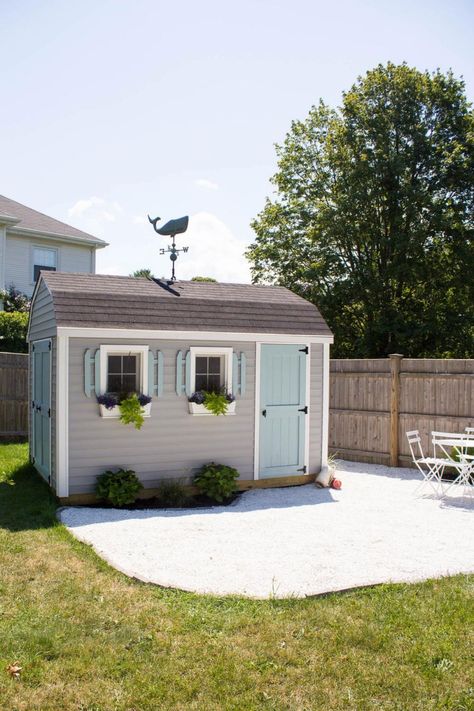 Coastal Theme Shed Shed Makeover, Pool Shed, Tuff Shed, Shed Office, Backyard Storage Sheds, Shed Decor, Craft Shed, Simple Shed, Backyard Storage