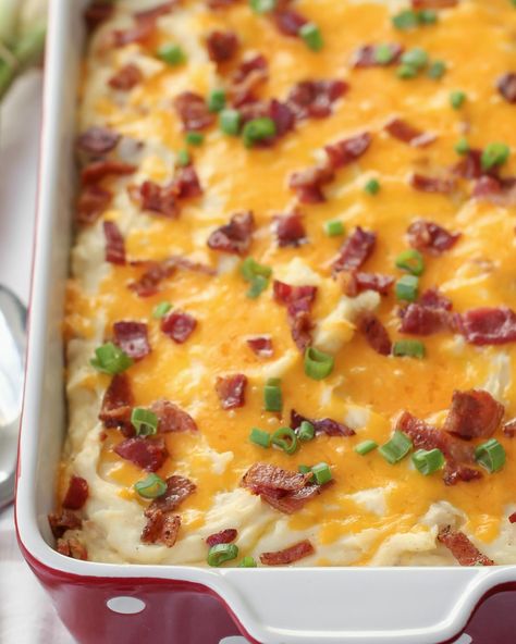 This AMAZING side dish takes mashed potatoes to a new level! Cheesy Mashed Potato Casserole is filled with potatoes, cream cheese, sour cream, butter, cheese, bacon and more. No other casserole is as creamy, cheesy, and delicious as this cheese potato casserole! Cheesy Mashed Potato Casserole, Mashed Potato Casserole Recipes, Best Twice Baked Potatoes, Loaded Potato Casserole, Loaded Mashed Potato Casserole, Soft Foods Diet, Classic Mashed Potatoes, Twice Baked Potatoes Casserole, Mashed Potato Casserole