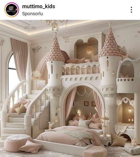 Castle Bedroom Kids, Princess Bedrooms, Castle Bed, Bedroom Design Modern, Luxury Kids Bedroom, Castle Bedroom, Dream Bedroom Inspiration, Child Bedroom, Kids Room Interior Design