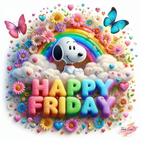 Snoopy is awesome | Happy Friday 🌸🌈 🦋 | Facebook Friday Cartoon, Snoopy Friday, Happy Morning Images, Happy Friday Pictures, Cute Picture Quotes, Friday Inspirational Quotes, Friday Morning Quotes, Good Morning Snoopy, Friday Wishes