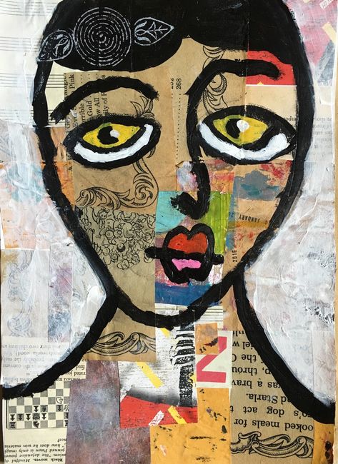 Portrait Collage, Self Portrait Art, Face Collage, Mixed Media Art Projects, 8th Grade Art, Mixed Media Portrait, Collage Portrait, 6th Grade Art, Art Lessons For Kids