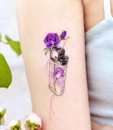 Purple Tattoos, Petit Tattoo, Watercolor Tattoos, Geniale Tattoos, Tatuaje A Color, Rose Tattoo Design, Unique Tattoo Designs, Tattoo Cover, Badass Tattoos