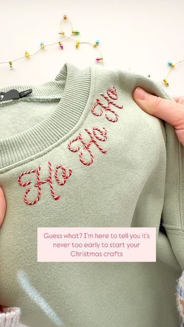 Hand Embroidery Collar Design, Christmas Sweatshirt Embroidery, Christmas Embroidery On Clothes, Christmas Sweatshirts Embroidery, Christmas Embroidery Easy, Christmas Embroidered Sweatshirt, Christmas Hand Embroidery Sweatshirts, Embroidery Christmas Sweater, Christmas Sweaters Embroidery