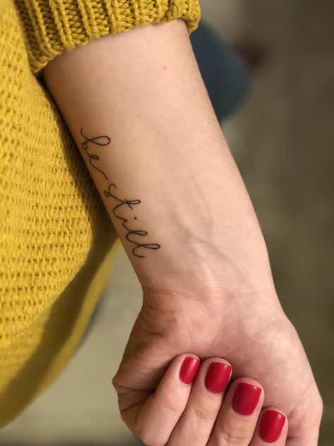 be still tattoo Still Tattoo, Be Still Tattoo, Tom Ford Designer, Outfit Designer, Inspiration Tattoos, Dainty Tattoos, Wolf Tattoos, Little Tattoos, Small Tattoo