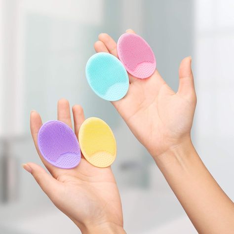 4 Pack Face Scrubber,JEXCULL Soft Silicone Facial Cleansing Brush Face Exfoliator Blackhead Acne Pore Pad Cradle Cap Face Wash Brush for Deep Cleaning Skin Care Face Scrub Brush, Face Wash Brush, Face Brush Cleansing, Face Scrubber, Face Cleaning, Exfoliating Brush, Face Cleansing, Cleansing Pads, Exfoliate Face