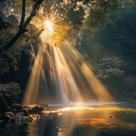 👉 If Like, please Follow & Share AI Graphics Studio Prompt 👉Sun shining through trees over waterfall, rocks, painting, by Franz Hegi, winner of unsplash contest, ethereal lighting - h 1024, holy rays of spiritual light, water reflecting sunlight, morning sunrise, in serene forest setting, f / 2 0, very beautiful], incredible beautiful wallpaper] 👇Contact on WhatsAPP: http://tiny.cc/aigraphicsstudio #aigraphicsstudio #AI #DigitalMarketing #digitalartist #digitalart #digital #creativephotograp... Sun Reflection On Water Painting, Sun Shining Through Forest, Sunlight Shining Through Trees, God Rays Sunlight, Light Reflection Photography, Sun Reflection On Water, Lights In Forest, Sunrise In Forest, Water Reflection Painting