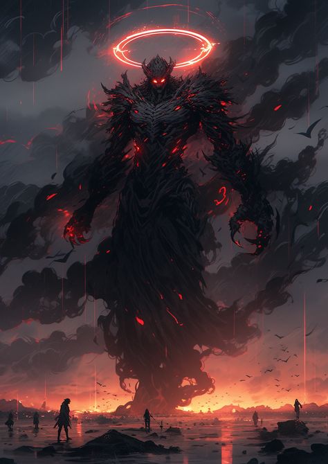 Evil God Art, Dark God Art, Fantasy God Concept Art, God Dragon Fantasy Art, Fantasy Demon Art, Gods Anime, God Of Air, Dragon God Demons Souls, Dnd Demon