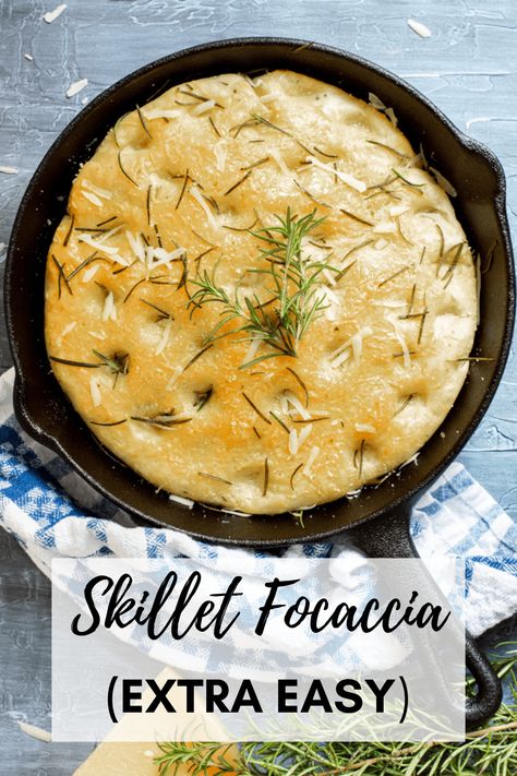 Skillet Focaccia Bread Bread In Cast Iron Skillet, Bread In Cast Iron, Bread With Herbs, Savory Dutch Baby, Hawaiian Meatballs, Foccacia Bread, Focaccia Bread Recipe, Sweet Potato Biscuits, Iron Skillet Recipes