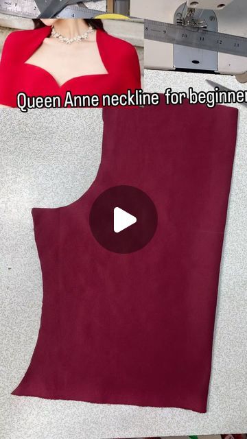 How To Make A Sweetheart Neckline, Sweetheart Neckline Blouse Pattern, Queen Anne Neckline Ankara Dress, Queen Anne Neckline Blouse, Queen Anne Neckline Pattern Drafting, How To Cut Queen Anne Neckline, Queen Anne Neckline Pattern, How To Cut Clothes For Beginners, Sweetheart Neckline Kurti