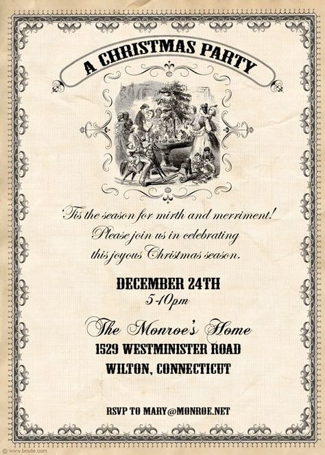 NVITATIONS  Who wouldn’t be excited to attend an old-fashioned Christmas celebration. Tinsel and toys, merriment and cheer, your Dickens’ inspired party will be one remembered for years and years.. Check out B.Nute’s A Dickens’ Old Fashioned Christmas Party invitations on etsy for details. Dickens Themed Christmas Party, Victorian Christmas Party Ideas, A Christmas Carol Decorations Party Ideas, Victorian Christmas Party, Old Fashioned Christmas Party Ideas, A Christmas Carol Party Theme, Dickens Christmas Carol Themed Party, Christmas Carol Themed Party, A Christmas Carol Themed Party