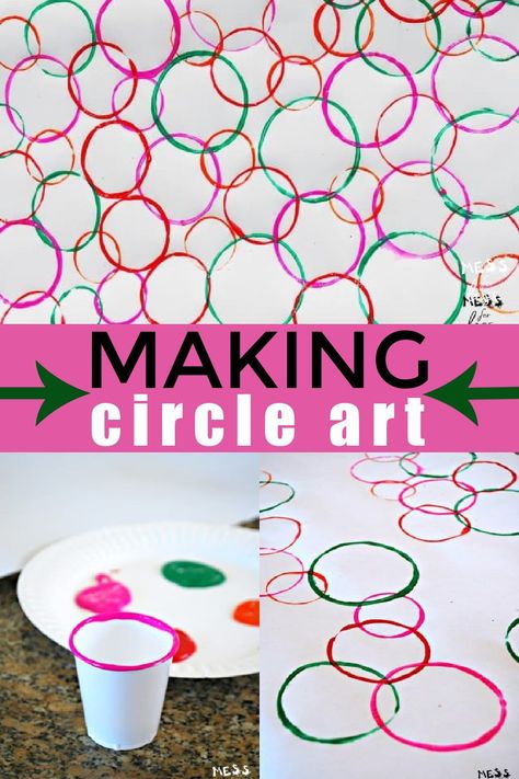 Circle Crafts Preschool, Painting With Circles, Shape Activities Preschool, Circle Crafts, Circle Painting, Pre K Activities, Painting Activities, Preschool Art Activities, Shapes Activities