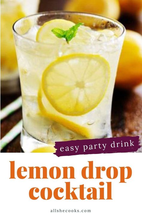 Lemon Cocktail Recipes, Easy Party Drinks, Lemon Drop Cocktail, Cocktail Food, Easy Alcoholic Drinks, She Cooks, Lemon Cocktail, Alcholic Drinks, Lemonade Drinks