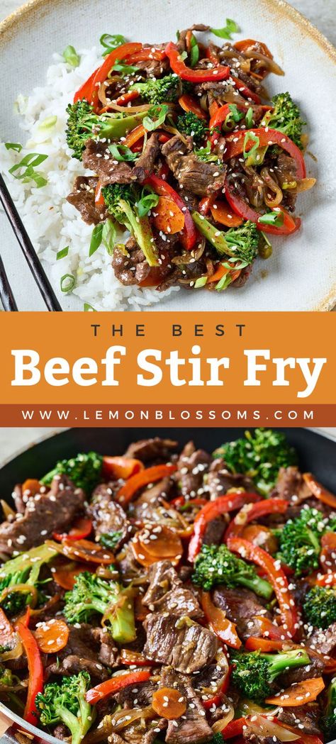 Essen, Best Beef Stir Fry, Beef Stirfry, Steak Stirfry Recipes, Easy Beef Stir Fry, Beef Stir Fry Recipes, Teriyaki Beef, Asian Beef, Lemon Blossoms