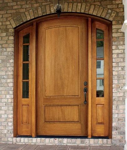 Arched Front Door, Wood Front Entry Doors, Double Doors Exterior, Custom Front Doors, Primed Doors, Wood Exterior, Wood Exterior Door, Building Front, Wood Front Doors