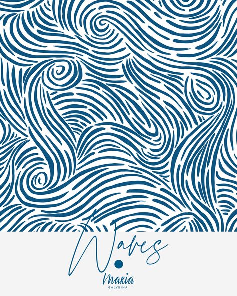 Wallpaper Seamless, Ocean Wallpaper, Typography Graphic, Blue Waves, Graphic Design Typography, Ocean Waves, Seamless Pattern, Digital Paper, Seamless Patterns