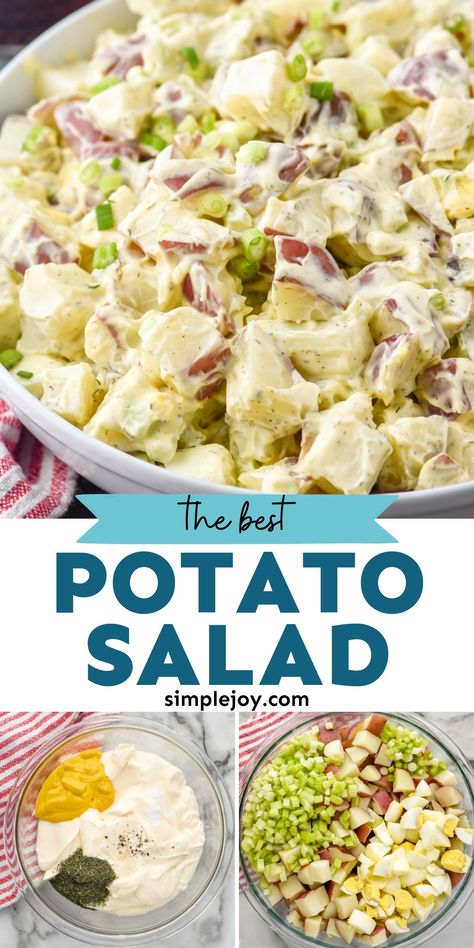 Potato Salad is a go-to potluck dish for good reason and this recipe is the best. Made with really simple ingredients, you will absolutely love this fantastic dish to pass. Best Potatoes Salad Recipe, Potato Salad Arugula, Perfect Potato Salad, Potato Salad With Small Potatoes, Best Potatoe Salad Ever, Recipe Potato Salad, Potato Salad Thanksgiving, Good Potato Salad Recipe, Potato Salad Side Dishes