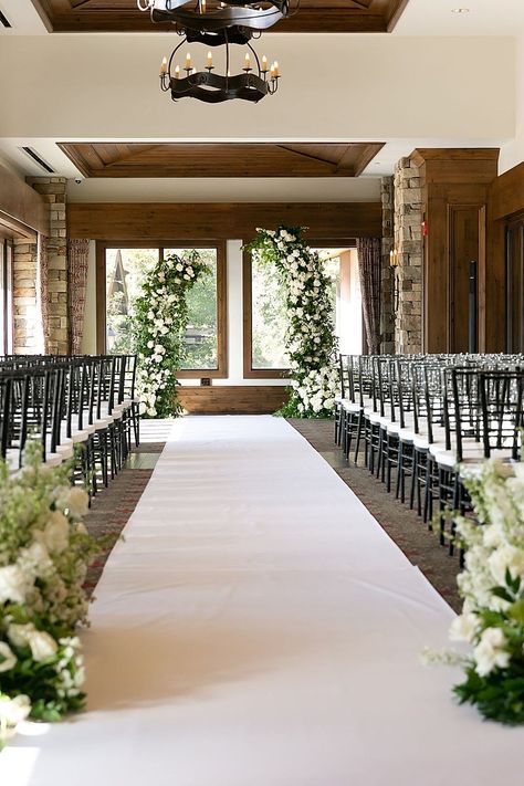 Indoor Ceremony Wedding Ceremony Seating Ideas Indoor, Fall Wedding Aisle Decorations Indoor, Indoor Wedding Aisle Decor, Wedding Altar Ideas Indoor, Wedding Aisle Indoor, Wedding Ceremony Arch Indoor, Altar Wedding Flowers, Indoor Ceremony Backdrop, Wedding Arch Indoor