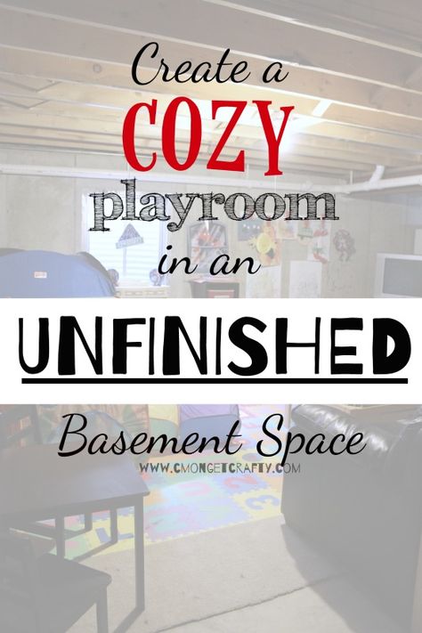 unfinished+basement+ideas+http://cmongetcrafty.com/unfinished-basement-ideas/ Cozy Playroom, Unfinished Basement Playroom, Basement Play Area, Unfinished Basement Ideas, Grandkids Room, Basement Playroom, Kids Basement, Man Cave Basement, Diy Basement