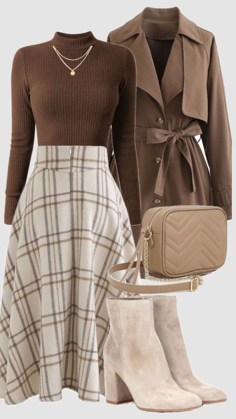 London Style Aesthetic, London Fashion Aesthetic, Stile Blair Waldorf, Fest Outfits, Cute Modest Outfits, Skirts With Boots, Neue Outfits, Brown Outfit, Trendy Fall Outfits