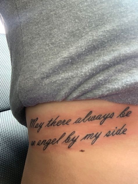 May there always be an angel by my side💔 May There Always Be An Angel By My Side, Loved By An Angel Tattoo Words, Loved By Angels Tattoo, Gardian Angel Quotes, Loved By An Angel Tattoo, Angel Quote Tattoo, Gardian Angel, Guardian Angel Tattoo, Cowboy Tattoos