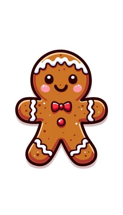 Create a kawaii-style gingerbread man, adorned with white icing details and a friendly, sweet smile. His eyes should twinkle with joy, and his cheeks rosy with a dash of pink. Add a neat icing trim around his arms, legs, and the edge of his head. Christmas Gingerbread Man Drawing, Gingerbread Cookie Clipart, Gingerbread Drawing Cute, Gingerbread Man Sketch, Ginger Bread Drawings, Gingerbread Man Tattoo Ideas, Gingerbread Men Illustration, Cartoon Gingerbread Man, Gingerbread Man Pictures