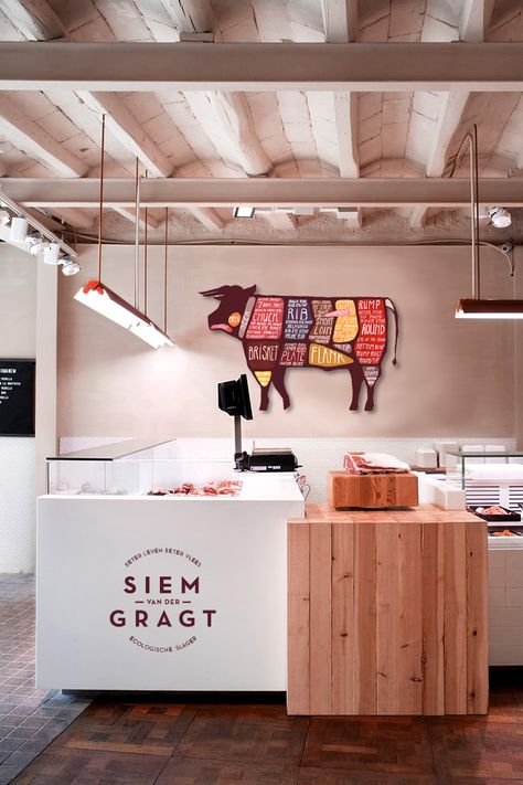 Meat Market Design, Meat Store Design, Butcher Branding, Butchery Design, Butcher Design, Butcher Store, Carnicerias Ideas, Meat Store, Meat Restaurant