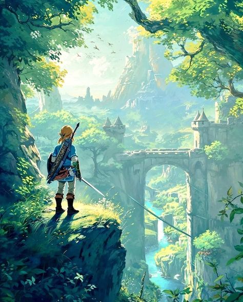 Zelda Scenery Art, Link Between Worlds Zelda, Zelda Totk Screenshots, Link Botw Aesthetic, Totk Landscapes, Zelda Aesthetic Wallpaper, Breath Of The Wild Landscape, Zelda Botw Fanart, Botw Wallpapers