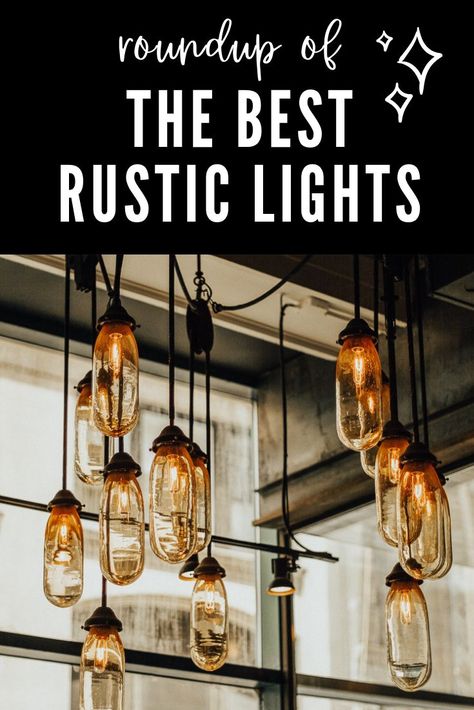 These are the best rustic lights right now - from the dining room to kitchen to bathroom - there's something here that will take each room to the next level. Including wall lights, chandeliers, and fixtures. These are downright STUNNING. There's inspiration + ideas + tips for choosing lighting. These are all beautiful farmhouse inspired, rustic, and perfect for your home or cabin decor. Including pendants, sconces, handmade options from Etsy, and more. By The Cabin Diary: Cabin + Rustic Decor Cabin Lighting Fixtures, Dining Room To Kitchen, Cabin Light Fixtures, Cabin Chandelier, Cabin Rustic Decor, Rustic Bathroom Light Fixtures, Rustic Lights, Lodge Lighting, Rustic Kitchen Lighting