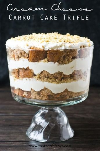 Carrot Cake Trifle, Cream Cheese Carrot Cake, Oreo Trifle, Trifle Bowl Recipes, Cake Trifle, Bbq Dessert, Trifle Cake, Carrot Desserts, Trifle Dessert Recipes