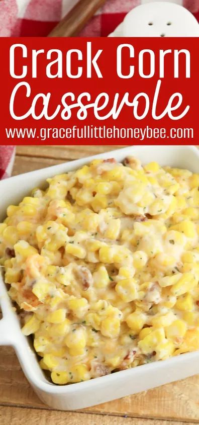 This Crack Corn Casserole is made with cream cheese, ranch seasoning and bacon, then baked in the oven until bubbly and warm. It makes a creamy and delicious side dish that everyone is sure to love. Make this delicious recipe with this frozen corn and highly reviewed ranch seasoning that Amazon reviewers swear by! Crack Corn CasseroleI love one dish recipes like this Crack Corn Casserole. It’s filled with the comforting flavors of cream cheese, bacon and ranch, then baked in the ove… Corn Casserole With Bacon And Cheese, Corn Flake Topping Casserole Recipes, Crockpot Casserole Side Dish Recipes, Confetti Corn With Bacon, Creamed Corn Cornbread Casserole, Recipes Using Frozen Corn, Easy Creamy Corn Casserole, Cowboy Corn Casserole, Cream Corn Casserole Crockpot