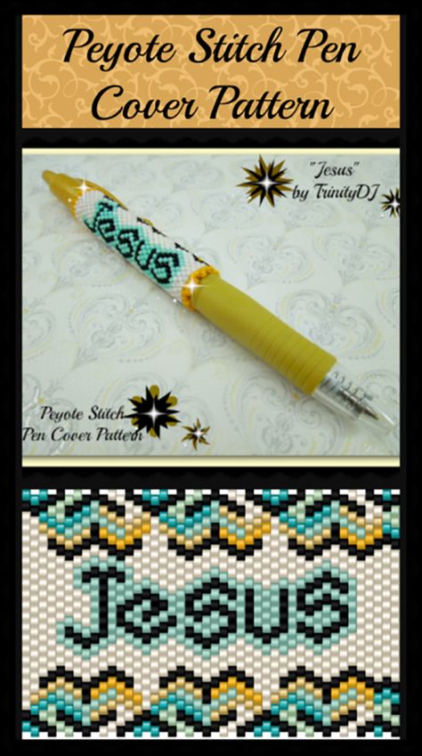 Beaded Pen Wrap Patterns Free, Bead Woven Bracelet, Pen Wraps, Beaded Banners, Pen Pattern, Beadwork Designs, Beaded Earrings Patterns, Beadwork Patterns, Beaded Crafts