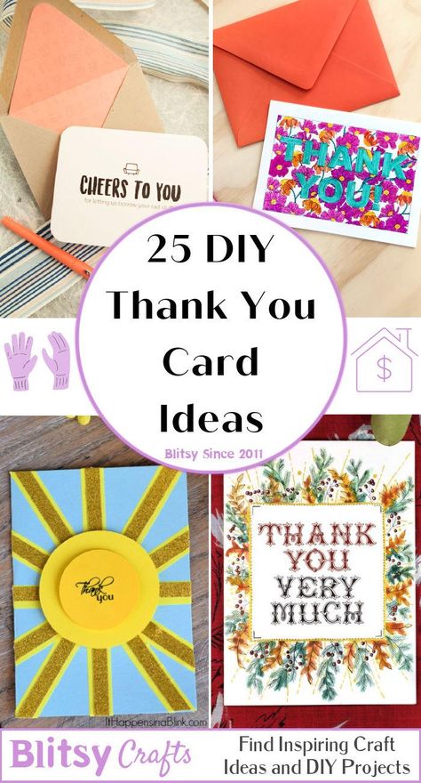 Simple Homemade Thank You Cards, Quick Thank You Cards, Easy Thank You Cards To Make, Making Thank You Cards, Thank You Cards Handmade Creative, Close To My Heart Card Ideas, Handmade Cards Thank You, How To Make A Thank You Card, Homemade Stationary Diy