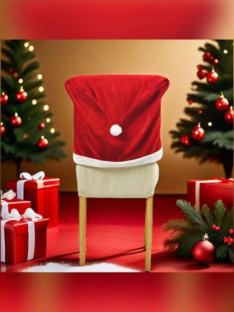 1pc/4pcs/6pcs Christmas Chair Covers, Christmas Table Decoration, Christmas Decoration, Room Decor, Home Decor, Scene Decor, Holiday Decor, Christmas Supplies, Red Santa Hat Dining Chair Back Cover Set To Add Holiday Atmosphere For Christmas Dinner, Christmas Gift For Restaurant/CafeI discovered amazing products on SHEIN.com, come check them out! Chair Covers Party, Holiday Dining Table, Chair Back Covers, Christmas Chair Covers, Christmas Chair, Christmas Dinner Party, Christmas Kitchen Decor, Dining Chair Covers, Holiday Dining