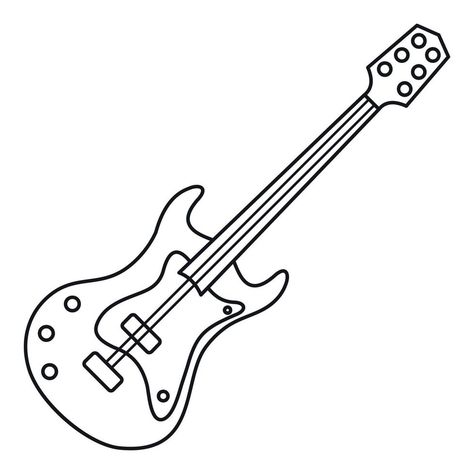 Electric Guitar Coloring Page, Electric Guitar Template, Guitar Drawings Easy, Cartoon Electric Guitar, Electric Guitar Clipart, Eletric Gutair Drawings, Electric Guitar Drawing Easy, Guitar Simple Drawing, Guitar Sketch Aesthetic