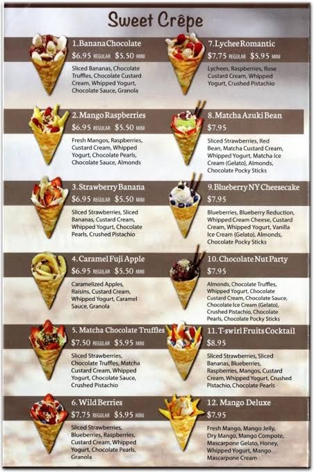 Crepes Business Ideas, Crepe Flavor Ideas, Ice Cream Crepes, Crepe Menu Ideas, Creperie Design Ideas, Crepe Ice Cream, Creperia Ideas, Crepe Food Truck, Crepe Station