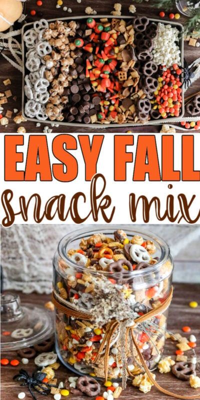 Easy Snack Mixes For A Party, Savory Fall Chex Mix Recipes, Best Snack Mix Ever, Chex Mix Recipes Autumn, Easy Fall Snack Mix Recipes, Easy Fall Trail Mix Recipe, Harvest Trail Mix Fall, Chez Mix Recipes Fall, Fall Homemade Gifts