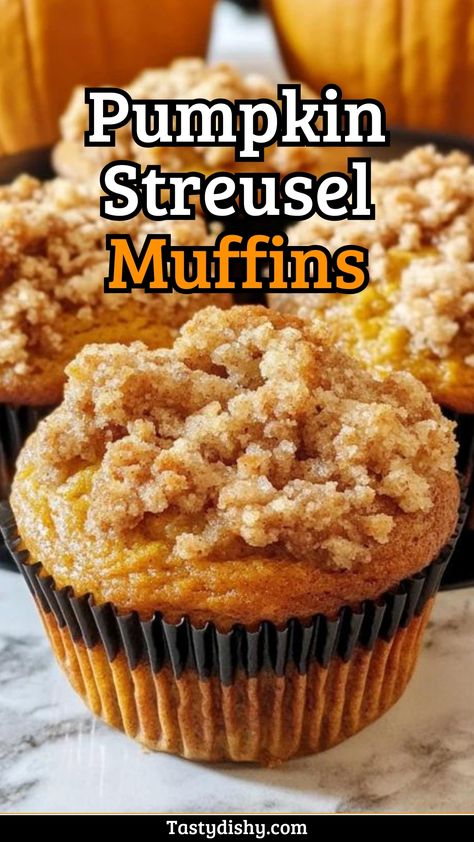 Delicious Pumpkin Streusel Muffins: Easy Fall Baking Recipe! - Delicious Recipes - Easy Cooking Ideas and Tasty Dishes Pumpkin Apple Streusel Muffins, Strudel Topping For Muffins, Pumpkin Cinnamon Muffins, Pumpkin Spice Muffins Easy, Cinnamon Muffins Streusel, Muffin Streusel Topping, Pumpkin Muffins With Streusel Topping, Fall Muffins Recipes, Fall Brunch Food