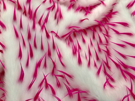 Fuchsia spikes on a white multi color Faux fun fur-60 wide-apparel-fashion-decorations-jackets-upholstery-sold by the yard.