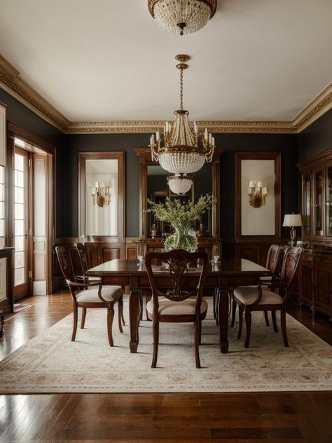 Moody Dining Room Ideas, Classic Dining Room, European Kitchens, Traditional Dining Room, Casa Vintage, Dining Room Inspiration, Farmhouse Dining Room, Dream House Interior, Elegant Dining